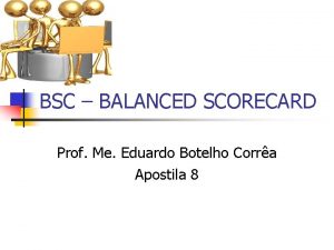 BSC BALANCED SCORECARD Prof Me Eduardo Botelho Corra
