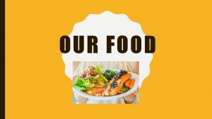 OUR FOOD WHY IS FOOD IMPORTANT Brainstorm Have