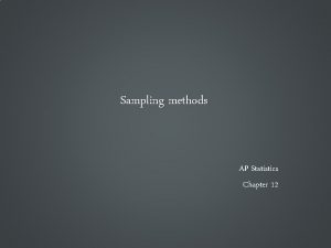 Sampling methods AP Statistics Chapter 12 Random Sampling