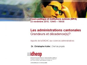 Cours politique et institutions suisses MPA 23 novembre