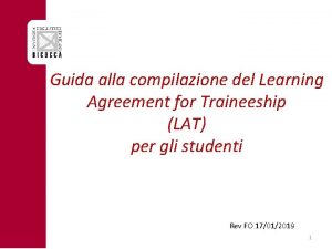 Guida alla compilazione del Learning Agreement for Traineeship