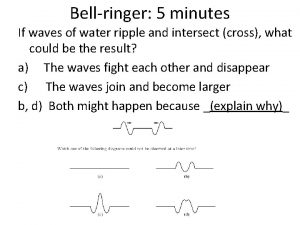 Bellringer 5 minutes If waves of water ripple