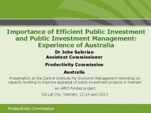 Importance of Efficient Public Investment and Public Investment