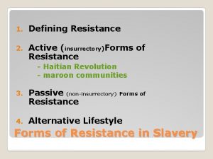 1 Defining Resistance 2 Active insurrectoryForms of Resistance