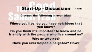 StartUp Discussion 10217 Discuss the following in your