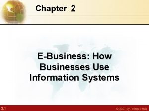 Chapter 2 EBusiness How Businesses Use Information Systems