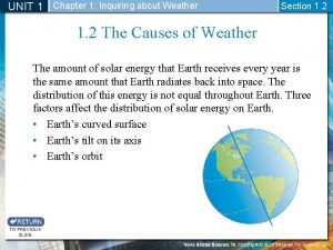 UNIT 1 Chapter 1 Inquiring about Weather Section