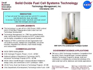 Small Business Innovation Research Solid Oxide Fuel Cell