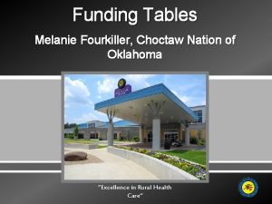 Funding Tables Melanie Fourkiller Choctaw Nation of Oklahoma