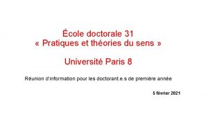cole doctorale 31 Pratiques et thories du sens
