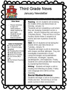 Third Grade News January Newsletter Other News Please