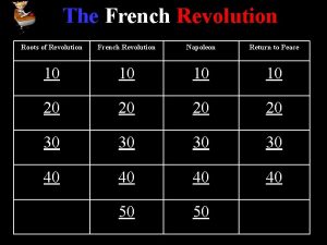 The French Revolution Roots of Revolution French Revolution