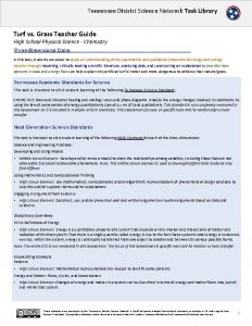 Tennessee District Science Network Task Library Turf vs