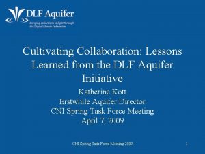 Cultivating Collaboration Lessons Learned from the DLF Aquifer