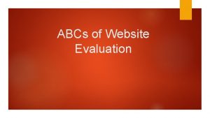 ABCs of Website Evaluation What is research Research