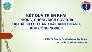 KT QU TRIN KHAI PHNG CHNG DCH COVID19