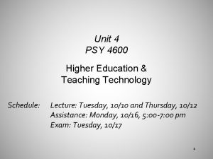 Unit 4 PSY 4600 Higher Education Teaching Technology