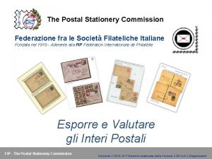 The Postal Stationery Commission Federazione fra le Societ