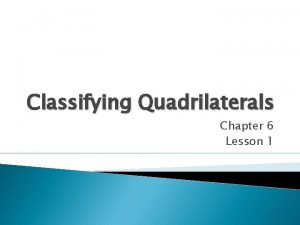 Classifying Quadrilaterals Chapter 6 Lesson 1 Rectangle A Classifying Quadrilaterals Chapter 6 Lesson 1 Rectangle A