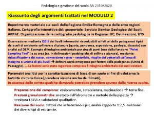 Pedologia e gestione del suolo AA 20192020 Riassunto