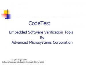 Code Test Embedded Software Verification Tools By Advanced