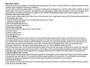 Plant Tissue Culture Plant tissue culture is the