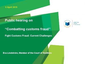 8 April 2019 Public hearing on Combatting customs