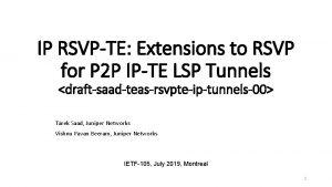 IP RSVPTE Extensions to RSVP for P 2