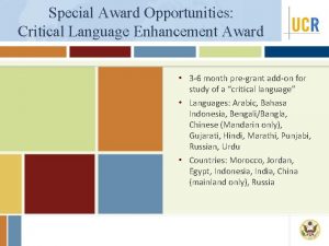 Special Award Opportunities Critical Language Enhancement Award 3
