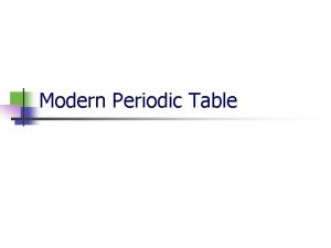 Modern Periodic Table The Modern Periodic Table n