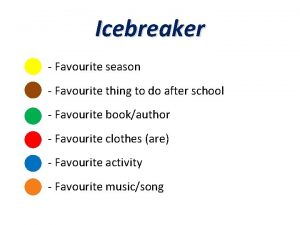 Icebreaker Favourite season Favourite thing to do after