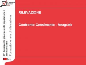 Formazione rete di rilevazione 15 Censimento generale della