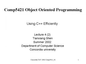 Comp 5421 Object Oriented Programming Using C Efficiently