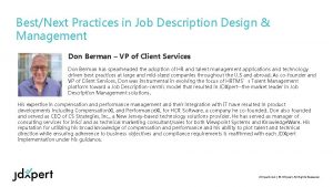 BestNext Practices in Job Description Design Management Don