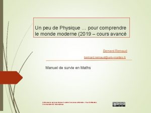 Un peu de Physique pour comprendre le monde