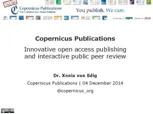 Copernicus Publications Innovative open access publishing and interactive