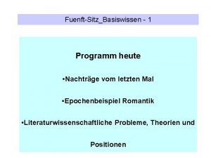 FuenftSitzBasiswissen 1 Programm heute Nachtrge vom letzten Mal