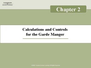 Chapter 2 Calculations and Controls for the Garde