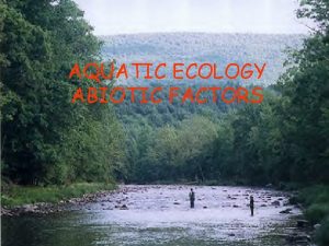 AQUATIC ECOLOGY ABIOTIC FACTORS A PHYSICAL FACTORS What