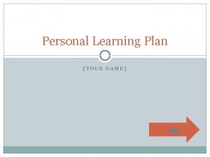 Personal Learning Plan YOUR NAME Next Personal Learning