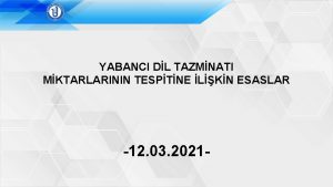 YABANCI DL TAZMNATI MKTARLARININ TESPTNE LKN ESASLAR 12