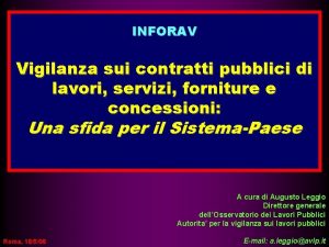 INFORAV Vigilanza sui contratti pubblici di lavori servizi