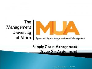 Supply Chain Management Assignment Supply Chain Management Group
