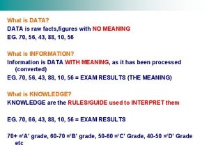 What is DATA DATA is raw facts figures