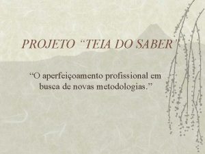 PROJETO TEIA DO SABER O aperfeioamento profissional em