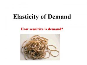 Elasticity of Demand How sensitive is demand Slope