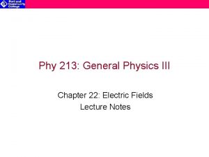 Phy 213 General Physics III Chapter 22 Electric