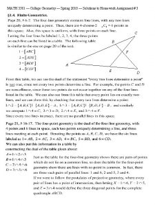 MATH 3581 College Geometry Spring 2010 Solutions to