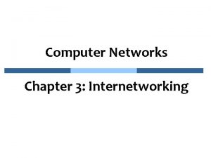 Computer Networks Chapter 3 Internetworking Problems n In