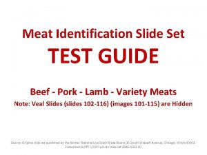 Meat Identification Slide Set TEST GUIDE Beef Pork